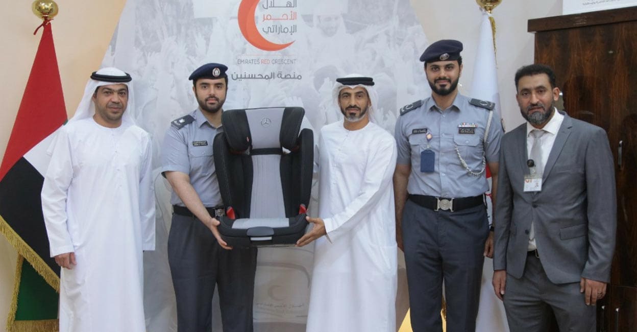 Abu Dhabi police gave the “Kutty” car seat free of charge.