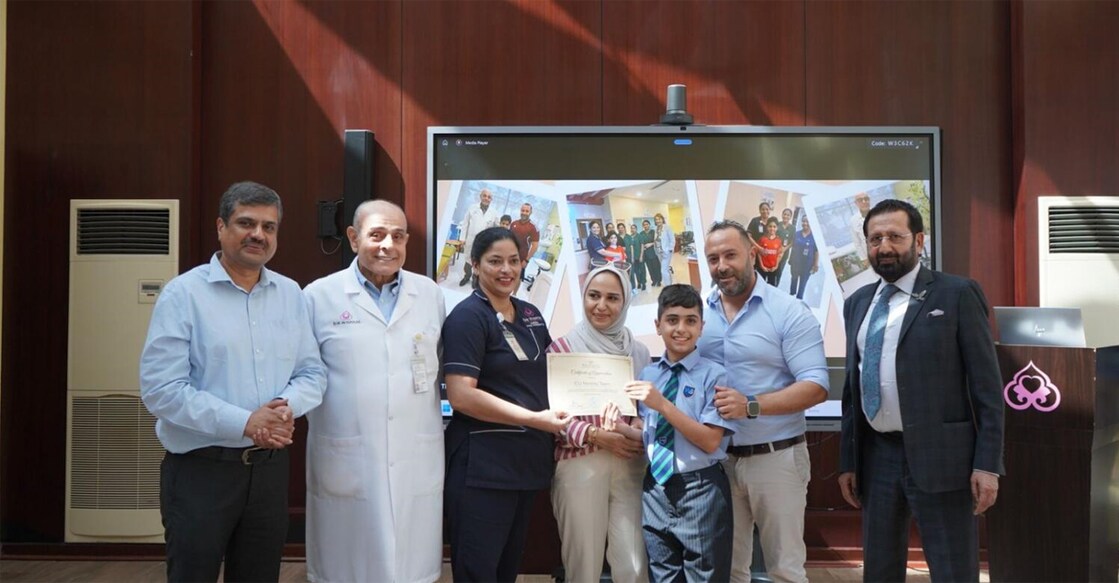 9-year-old-suffers-sudden-cardiac-arrest-brought-back-to-life-from-critical-condition കരീം ഫാദി അദ് വാനും പിതാവും ഡോക്ടർമാരോടൊപ്പം. ചിത്രം: സ്പെഷൽ അറേഞ്ച്മെന്റ്
