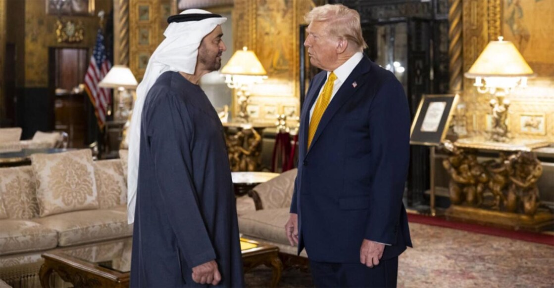 uae-president-meets-with-former-us-president-donald-trump മുൻ അമേരിക്കൻ പ്രസിഡന്റ് ഡോണൾഡ് ട്രംപുമായി യുഎഇ പ്രസിഡന്റ് ഷെയ്ഖ് മുഹമ്മദ് ബിൻ സായിദ് അൽ നഹ്യാൻ കൂടിക്കാഴ്ച നടത്തിയപ്പോൾ. ചിത്രത്തിന് കടപ്പാട്: വാം.