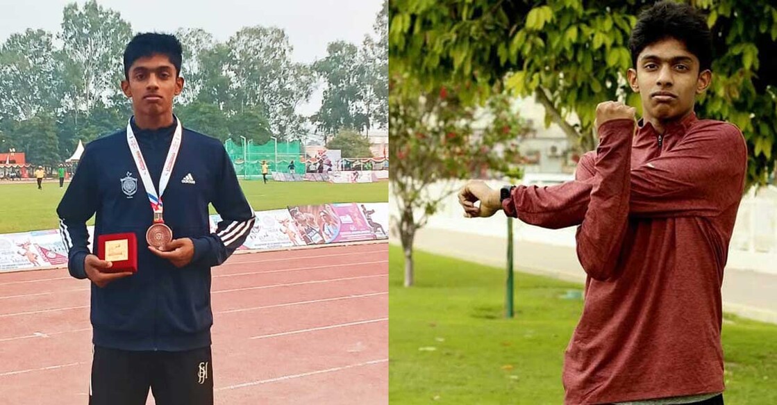 aadil-jimmy-uae-golden-star-athlete ലോക റാങ്കിൽ 67-ാം സ്ഥാനവുമായി ഷാർജ ഇന്ത്യൻ സ്കൂൾ പ്ലസ് വൺ വിദ്യാർഥി ആദിൽ ജിമ്മിയാണ് ഓട്ടമത്സരങ്ങളിൽ സുവർണ്ണനേട്ടങ്ങൾ കൊയ്തുകൊണ്ടിരിക്കുന്നത്.ചിത്രം : സ്പെഷൽ അറേഞ്ച്മെന്റ്