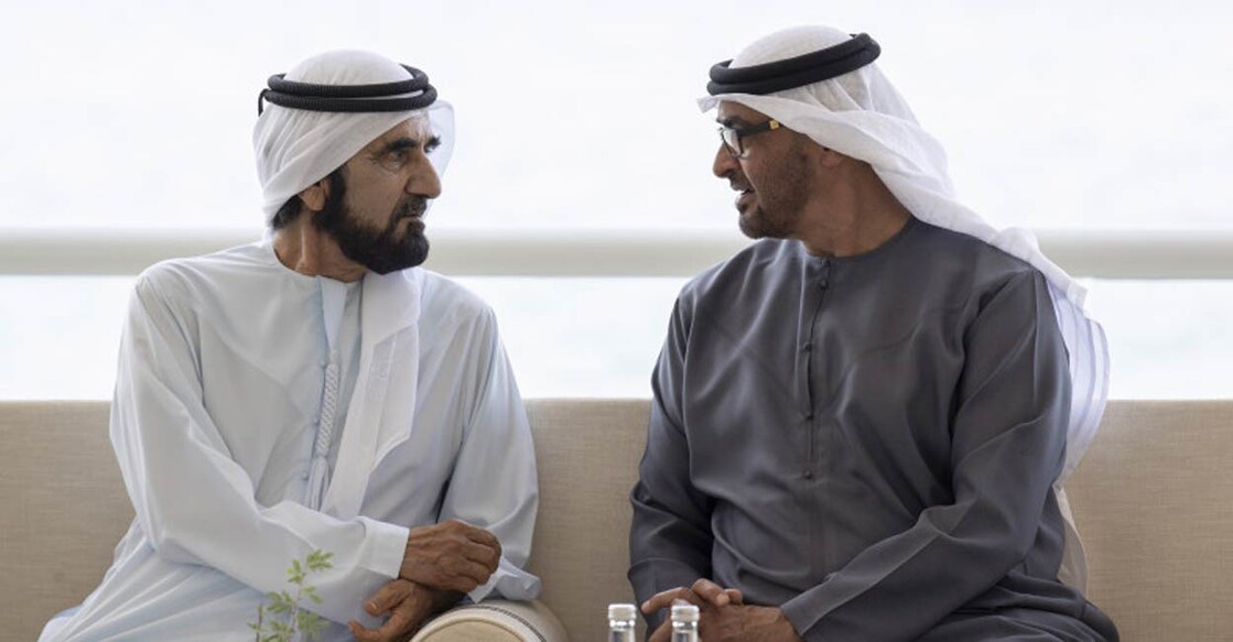 foreign-trade-of-uae-reached-aed-3-trillion-in-2024 ചിത്രം: പ്രസിഡൻ്റ് ഷെയ്ഖ് മുഹമ്മദ് ബിൻ സായിദ് അൽ നഹ്യാന്യും ഷെയ്ഖ് മുഹമ്മദ് ബിൻ റാഷിദ് അൽ മക്തൂമും. ഫയൽ ചിത്രം:വാം