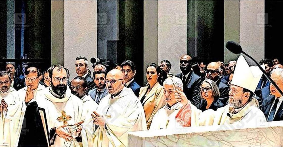 memorial-service-for-pope-francis-held-at-abrahamic-family-house അബുദാബിയിലെ അബ്രഹാമിക് ഫാമിലി ഹൗസിലെ സെന്റ് ഫ്രാൻസിസ് ചർച്ചിൽ മാർപാപ്പയ്ക്കുവേണ്ടി നടത്തിയ അനുസ്മരണ കുർബാനയിൽനിന്ന്.