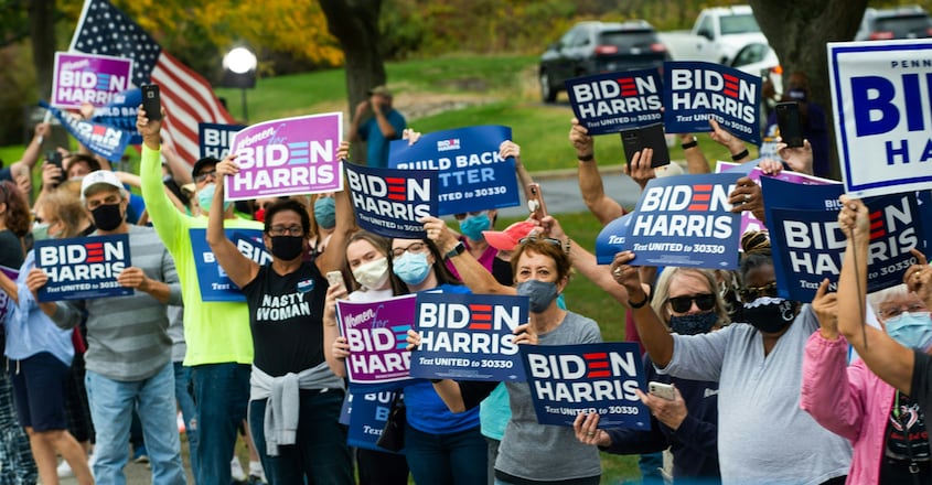Supporters of Democratic presidential nominee and former Vice President Joe Biden Supporters of Democratic presidential nominee and former Vice President Joe Biden