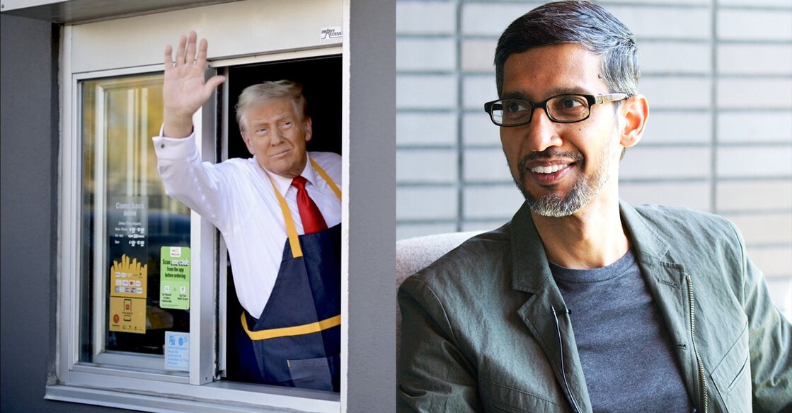 1. Donald Trump. Image Credit: X/ @realDonaldTrump. 2. Sundar Pichai. Image Credit: X/ @sundarpichai.