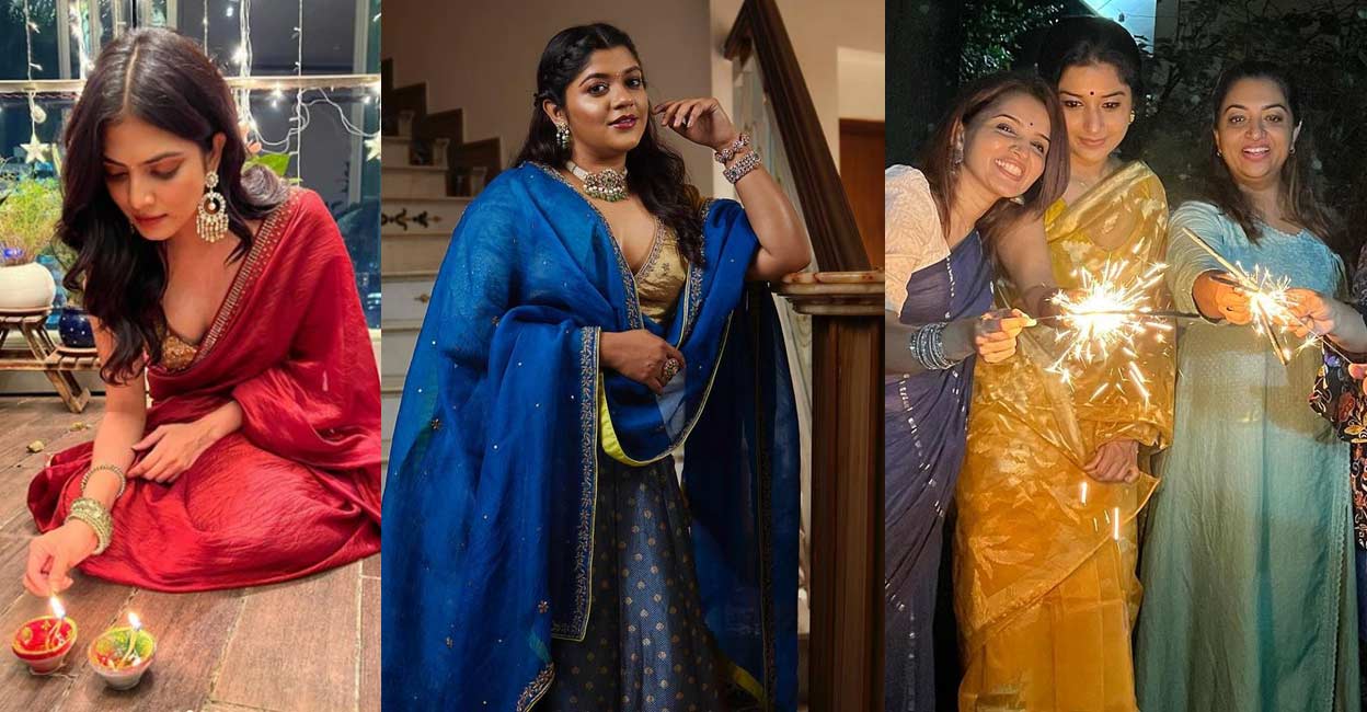 സഹോദരി ജെനിക്കൊപ്പം മീരയുടെ ദീപാവലി; കീർത്തി കൂട്ടുകാർക്കൊപ്പം
