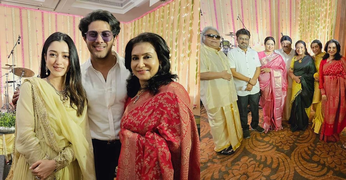 lissy-dulquer ആദിക് രവിചന്ദ്രൻ–ഐശ്വര്യ വിവാഹച്ചടങ്ങിൽ ദുൽഖറും അമാലും ലിസിയും