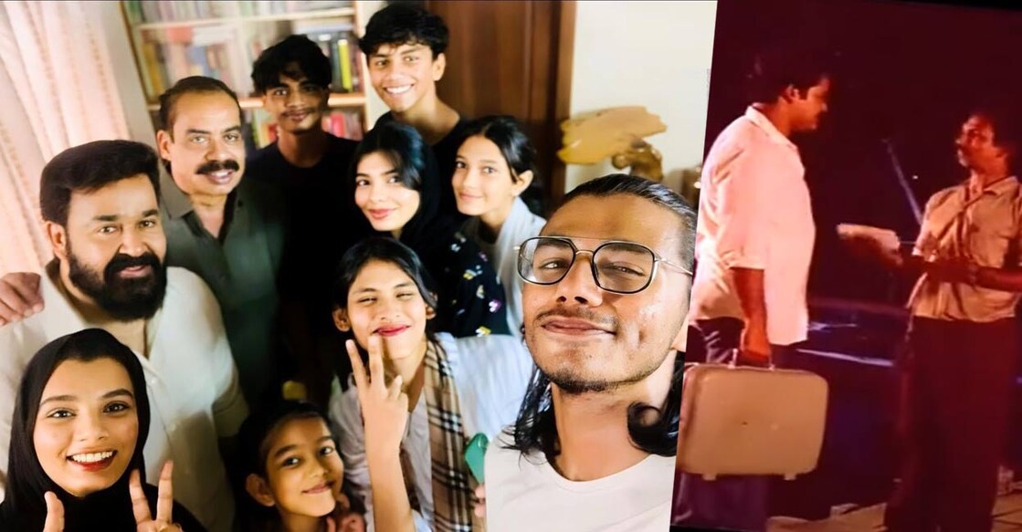 (1) മാമുക്കോയയുടെ കുടുംബത്തിനൊപ്പം മോഹൻലാലും സത്യൻ അന്തിക്കാടും (2) നാടോടിക്കാറ്റ് സിനിമയിൽ മാമുക്കോയയ്‌ക്കൊപ്പം മോഹൻലാൽ