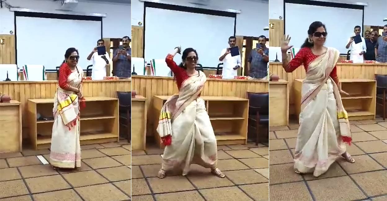 സെറ്റ് സാരിയും കൂളിങ് ഗ്ലാസും ധരിച്ച് മാസ് ലുക്കിൽ കൊല്ലം കലക്ടറുടെ ഡാ