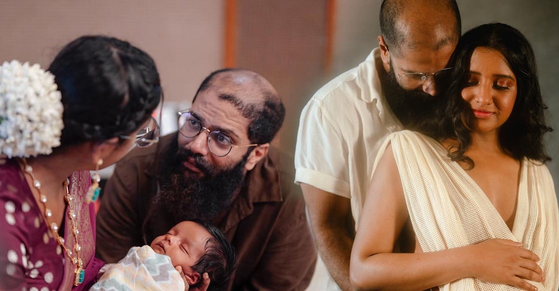 govind-vasantha-baby ഗോവിന്ദ് വസന്ദയും രഞ്ജിനിയും മകനൊപ്പം, രഞ്ജിനിയുടെ മറ്റേണിറ്റി ഫോട്ടോഷൂട്ടിൽ നിന്ന്.