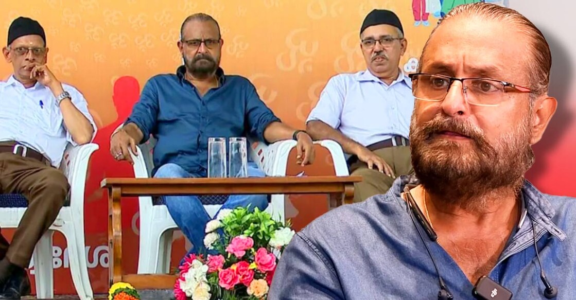 ouseppachan-rss ആർഎസ്എസ് സംഘടിപ്പിച്ച വിജയദശമി പഥസഞ്ചലന പൊതുപരിപാടിയിൽ പങ്കെടുത്ത സംഗീത സംവിധായകൻ ഔസേപ്പച്ചന്. (ചിത്രം: Special Arrangement)