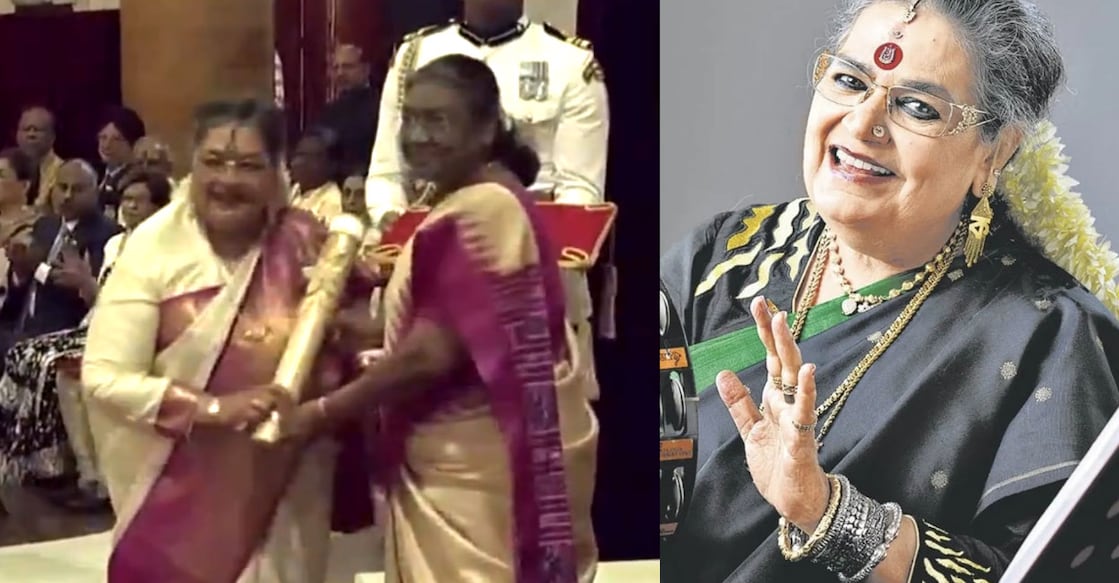 usha-padma രാഷ്ട്രപതി ദ്രൗപദി മുർമുവിൽ നിന്ന് ഉഷാ ഉതുപ്പ് പത്മഭൂഷൺ പുരസ്കാരം ഏറ്റുവാങ്ങുന്നു (ANI), ഉഷ ഉതുപ്പ് (Instagram/Usha Uthup)
