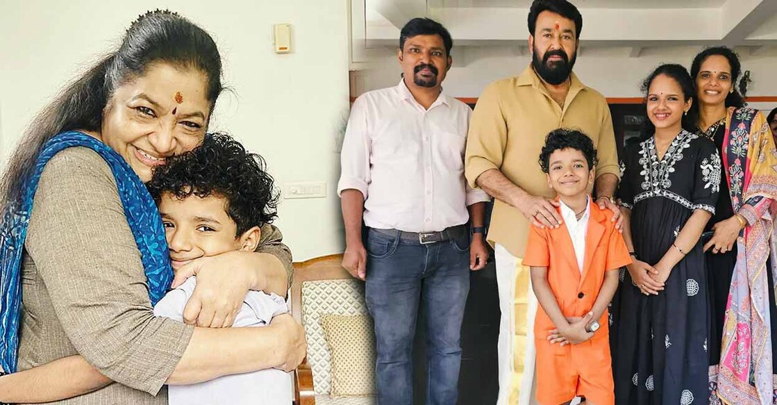 avirbhav-with-chithra-mohanlal കെ.എസ് ചിത്രയ്ക്കും മോഹൻലാലിനും ഒപ്പം അവിർഭവും കുടുംബവും (Photo: Instagram/@avirbhav_official)