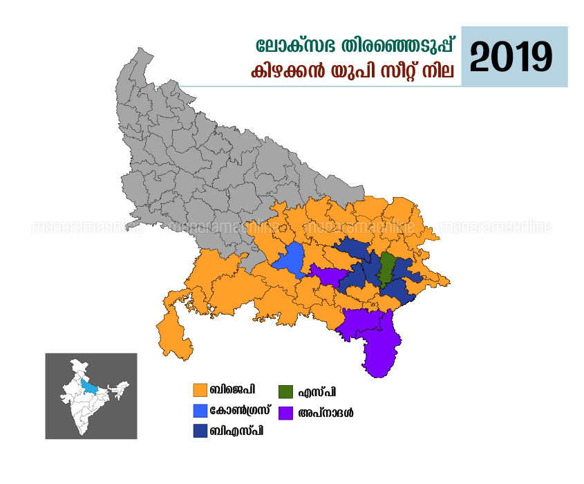 eastern up seat share 2019 lok sabha elections map