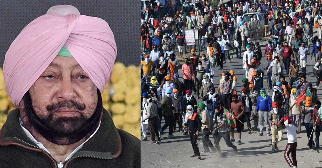amarinder-singh-delhi-protest അമരീന്ദർ സിങ്, കർഷക പ്രതിഷേധം(Photo. MONEY SHARMA / AFP)
