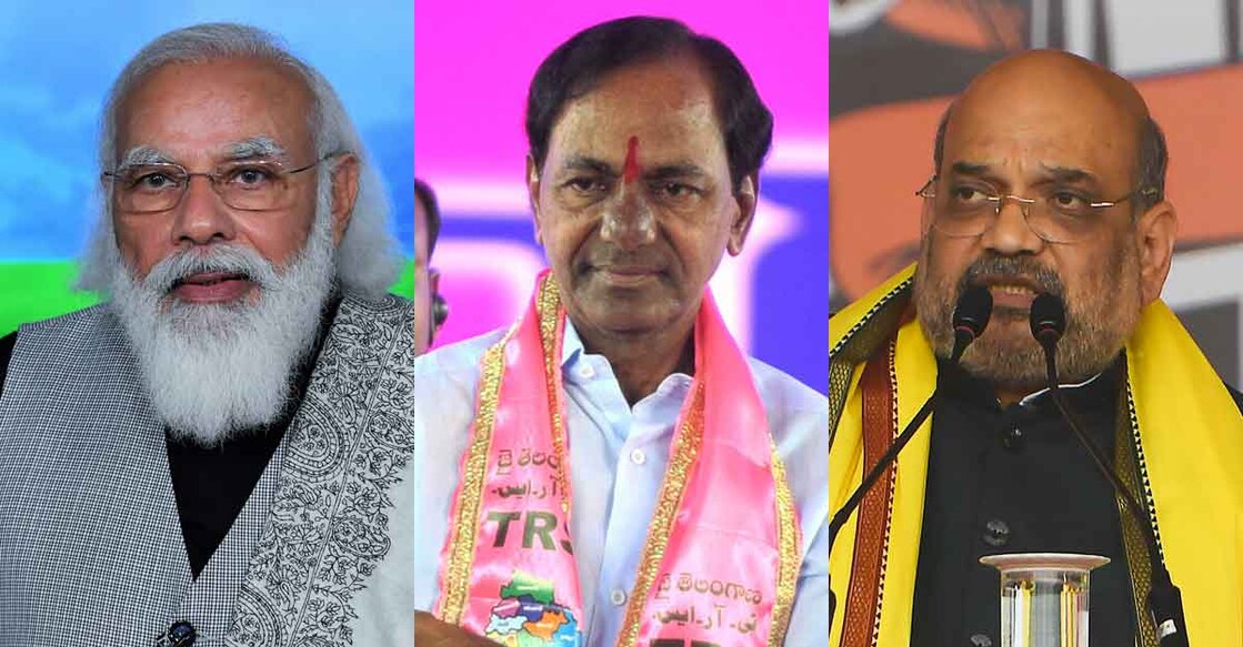 Narendra-Modi-K-Chandrasekhar-Rao-Amit-Shah നരേന്ദ്ര മോദി, കെ.ചന്ദ്രശേഖർ റാവു, അമിത് ഷാ