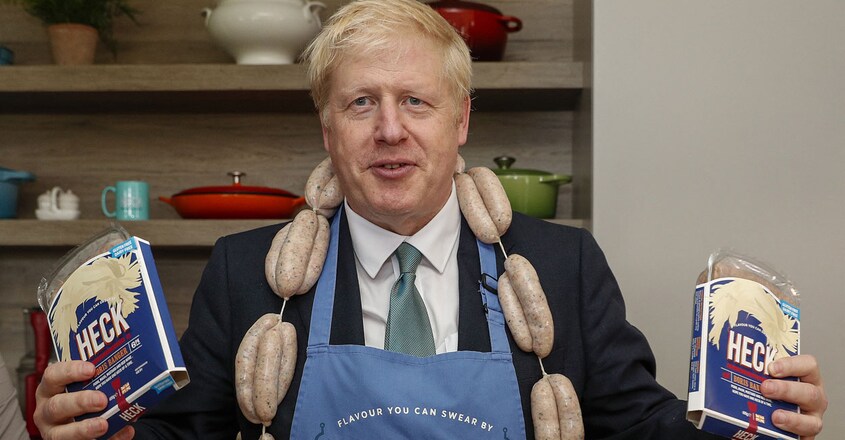 Boris Johnson | Sausage War | (Photo by Darren Staples / POOL / AFP)
