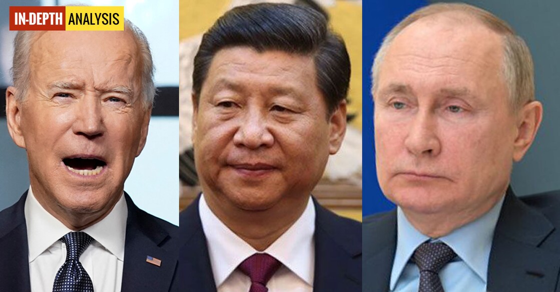 Joe Biden, Xi Jinping, Vladimir Putin Photo Credit: POOL / GETTY IMAGES NORTH AMERICA / Getty Images via AFP / AFP / Sputnik / Kremlin via Reuters ജോ ബൈഡൻ, ഷി ചിൻപിങ്, വ്ളാഡിമിർ പുടിൻ. ചിത്രങ്ങൾ: POOL / GETTY IMAGES NORTH AMERICA / Getty Images via AFP / AFP / Sputnik / Kremlin via Reuters