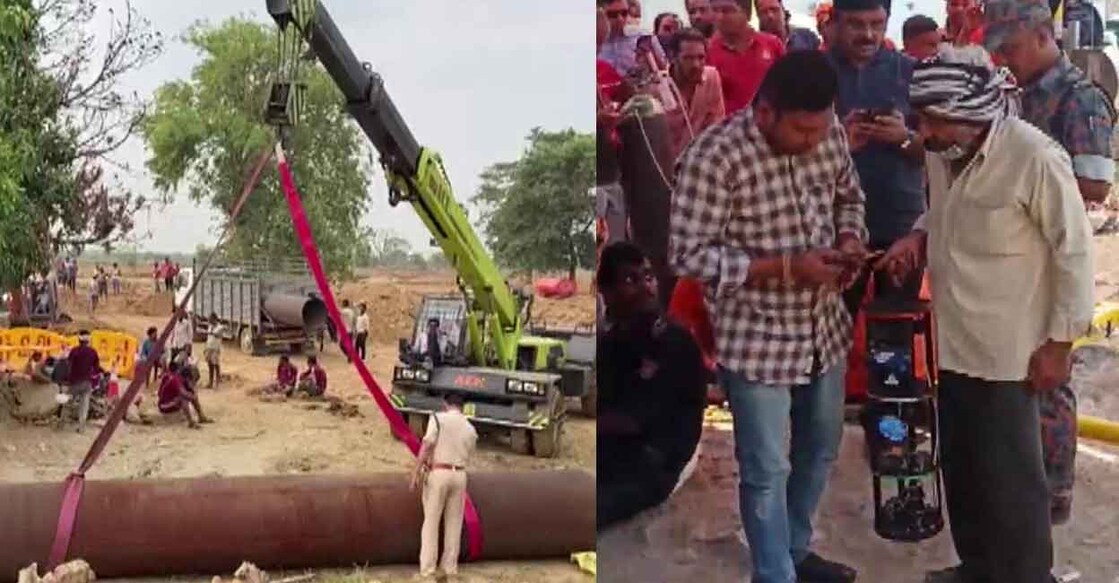 chhattisgarh rescue operation photo: @ANI_MP_CG_RJ / Twitter കുഴൽക്കിണറിൽ കുടുങ്ങിയ ബാലനെ പുറത്തെടുക്കാനുള്ള രക്ഷാപ്രവർത്തനത്തിന്റെ ദൃശ്യങ്ങൾ. ചിത്രം: @ANI_MP_CG_RJ / Twitter