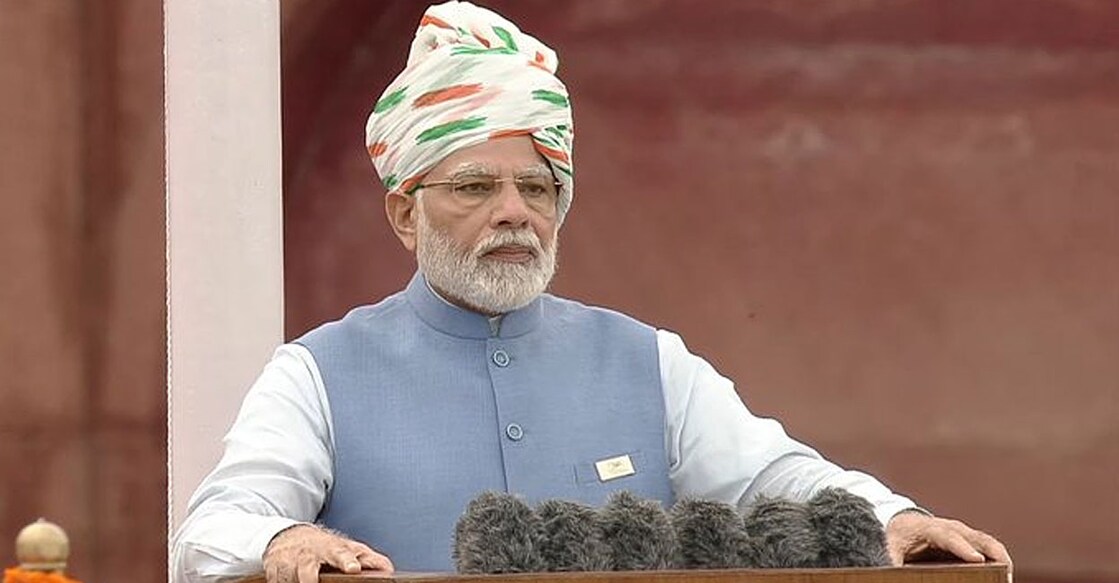 narendra-modi-speaks ചെങ്കോട്ടയിൽ പ്രധാനമന്ത്രി നരേന്ദ്ര മോദി പ്രസംഗിക്കുന്നു (എഎൻഐ ട്വീറ്റ് ചെയ്ത ചിത്രം)