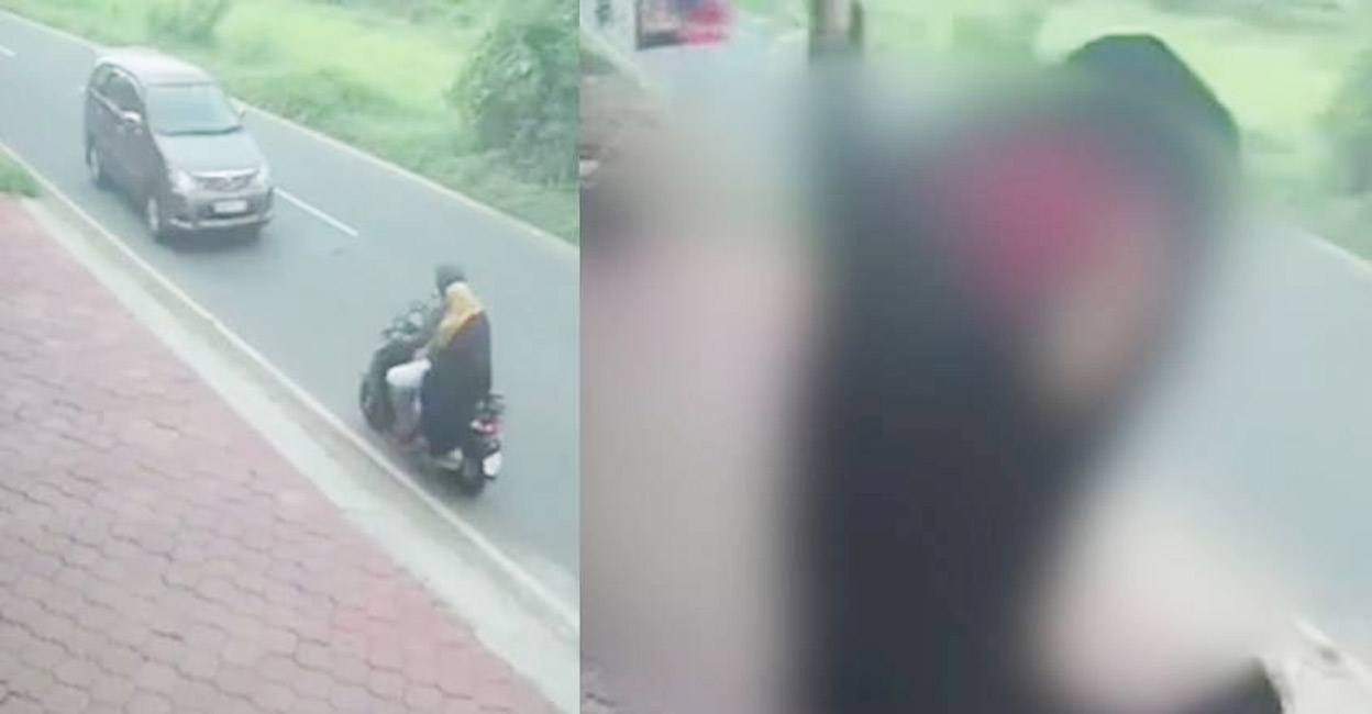 Scooter hit and splashed by car; The passenger fell 10 feet high Road