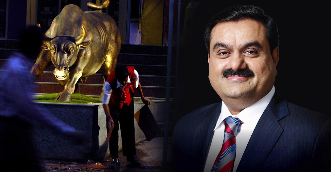 gautam-adani-bse-share-main ബോംബെ സ്റ്റോക്ക് എക്സ്ചേഞ്ചിനു മുന്നിലെ ദൃശ്യം (ഇടത്), ഗൗതം അദാനി (വലത്). ചിത്രം: REUTERS/Adnan Abidi/ Facebook/AdaniOnline