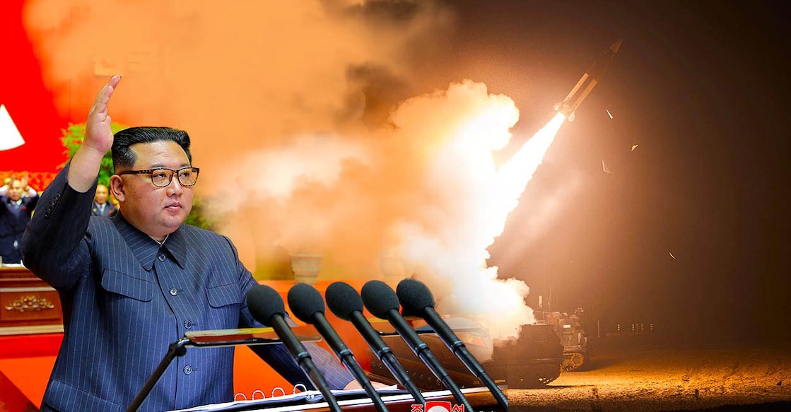 kim-jong-un-north-korea-missile ഉത്തര കൊറിയൻ ഏകാധിപതി കിം ജോങ് ഉൻ. (Manorama Online Creative: STR/ KCNA VIA KNS/ Handout / South Korea's Joint Chiefs of Staff / AFP)