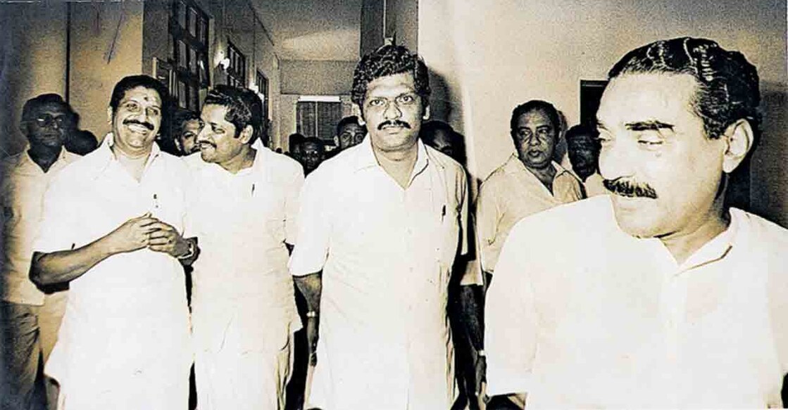 ആർ.ബാലകൃഷ്ണപിള്ള, ടി.എം.ജേക്കബ്, പി.ജെ.ജോസഫ്, കെ.എം.മാണി എന്നിവർ തിരുവനന്തപുരത്ത് (ഫയൽ ചിത്രം).