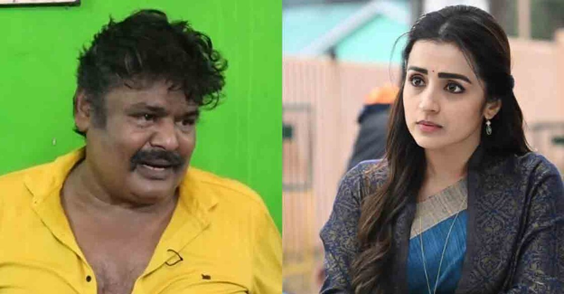 Mansoor Ali Khan (Video Grab: X, @chinchat09), Trisha Krishnan (Photo: Instagram, @trishakrishnan) മൻസൂർ അലി ഖാൻ (Video Grab: X, @chinchat09), തൃഷ കൃഷ്ണൻ (Photo: Instagram, @trishakrishnan)
