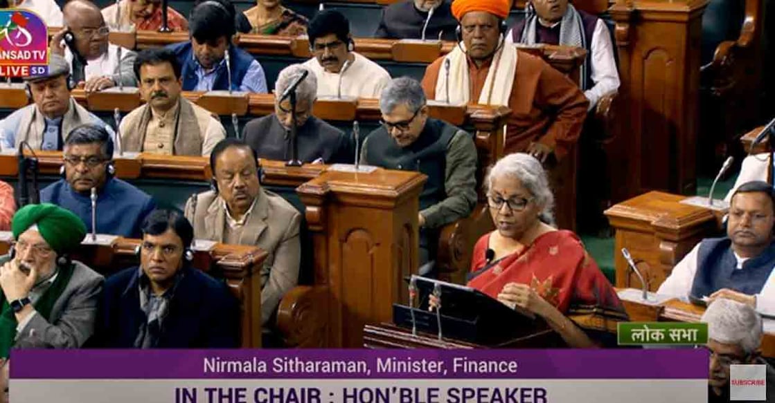 Union Budget 2023 / Nirmala Sitharaman | Photo: ANI, Twitter ധനമന്ത്രി നിർമലാ സീതാരാമൻ ബജറ്റ് അവതരിപ്പിക്കുന്നു. (ചിത്രം: എഎൻഐ, ട്വിറ്റർ)