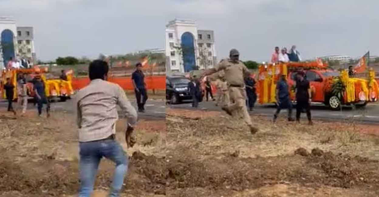 “Security Breach in Karnataka as Young Man Crosses Barricade to Reach Modi – Captured on Video”