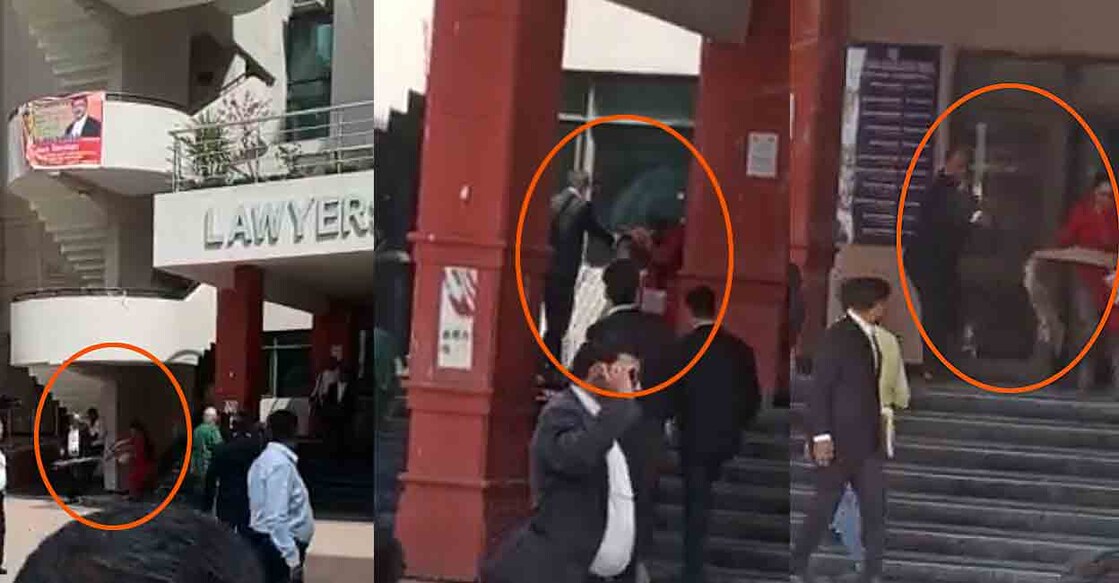 സ്ത്രീയ്ക്കെതിരെ വെടിയുതിർത്തത് 3 തവണ തടയാതെ മറ്റ് അഭിഭാഷക