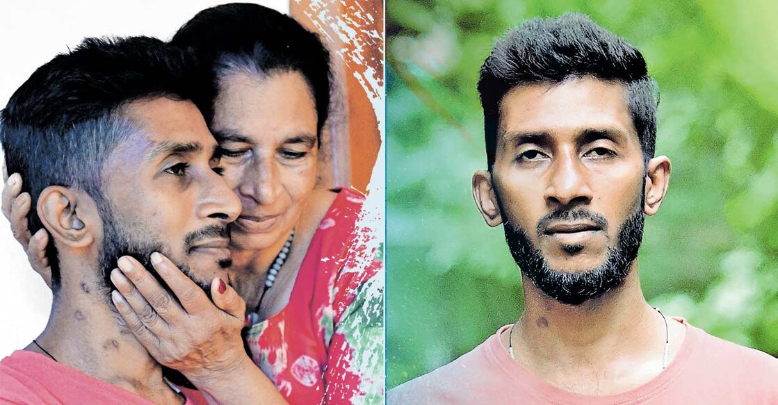 sunday-1 1) ദുബായിൽ നേരിട്ട ആക്രമണം ഷെർബിൻസ് വിവരിക്കുമ്പോൾ അരികിൽ നിന്നു കരയുന്ന അമ്മ ഷേർളി. 2) ഷെർബിൻസ്