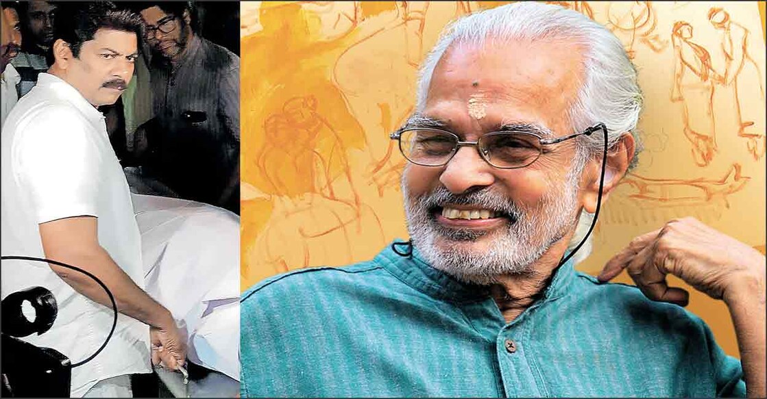 ali-and-artist-namboothiri (1) ആർട്ടിസ്റ്റ് നമ്പൂതിരിയുടെ മൃതദേഹം ലളിതകലാ അക്കാദമിയിലേക്കു കൊണ്ടുപോകുമ്പോൾ സ്ട്രെച്ചർ ചുമക്കുന്ന അലി. (2) ആർട്ടിസ്റ്റ് നമ്പൂതിരി