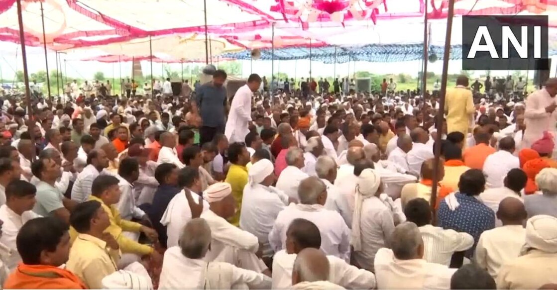 ഹരിയാനയിൽ സംഘടിപ്പിച്ച മഹാപഞ്ചായത്തിൽനിന്ന്. Screengrab: ANI