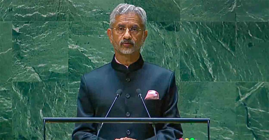 External Affairs Minister S Jaishankar speaks at United Nations General Assembly (PTI Photo) ഐക്യരാഷ്ട്ര സംഘടനയുടെ പൊതുസഭയെ അഭിസംബോധന ചെയ്യുന്ന കേന്ദ്ര വിദേശകാര്യ മന്ത്രി എസ്.ജയശങ്കർ. (PTI Photo)