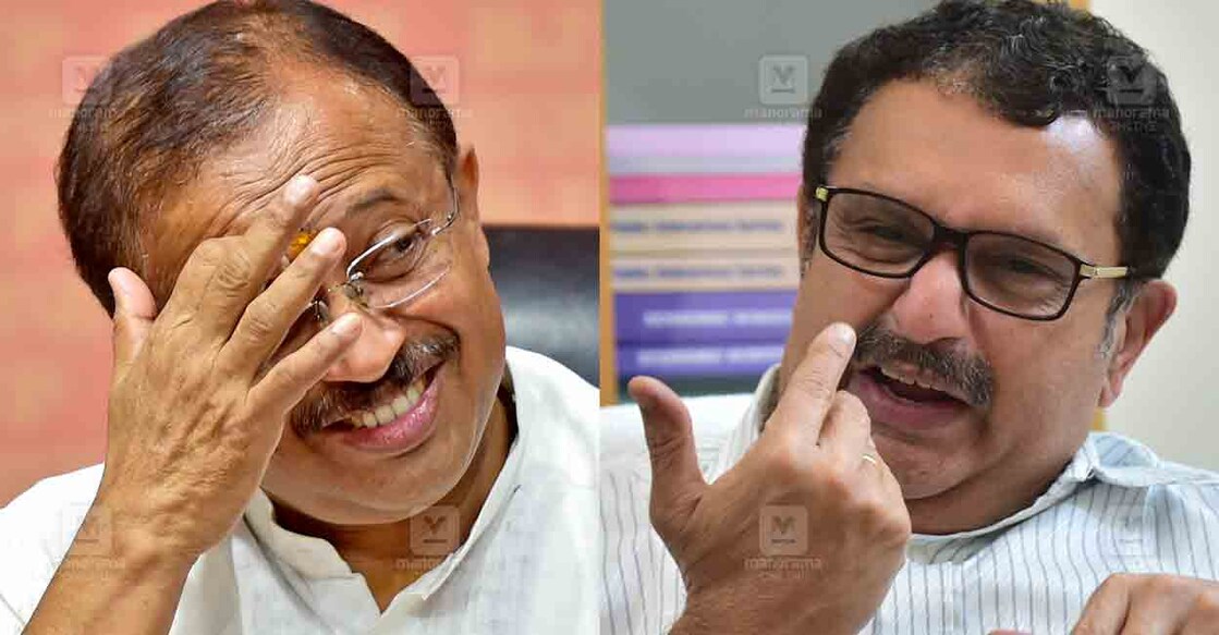 v-muraleedharan-k-muraleedharan വി.മുരളീധരൻ, കെ.മുരളീധരൻ (ചിത്രങ്ങൾ: രാഹുൽ ആർ.പട്ടം ∙ മനോരമ)