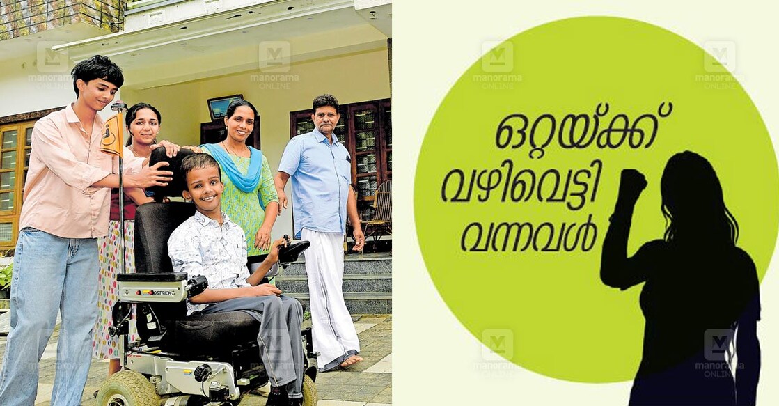 ovn5 പ്രീതി, ഭർത്താവ് ബാബു, മക്കളായ ക്രിസ്റ്റോ, ക്രിസ്ബിൻ, ക്രിസ്റ്റീന എന്നിവർ വീടിനു മുൻപിൽ. ചിത്രം: റെജു അർനോൾഡ് / മനോരമ