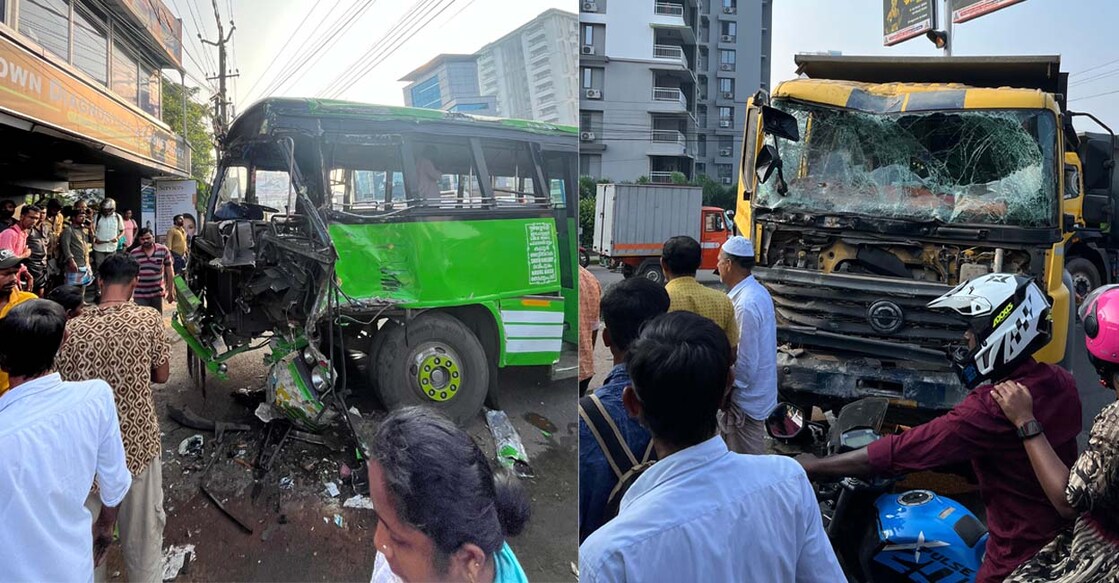 bus-lorry-accident കാക്കനാട് ലോറിയും ബസ്സും കൂട്ടിയിടിച്ചുണ്ടായ അപകടം