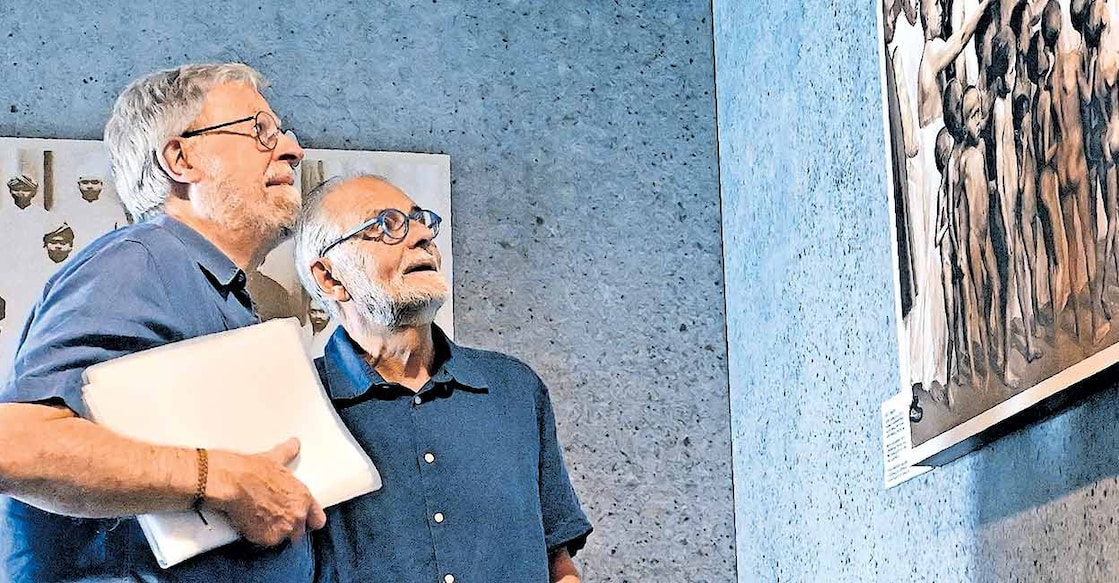hortuspavillion ഗാരെത് ആംസ്ട്രോങ്, ജോൺ ഫ്രാൻസിസ് ഗ്രിഫിത്ത് എന്നിവർ ഹോർത്തൂസിലെ മലയാള മനോരമ പവിലിയനിൽ.