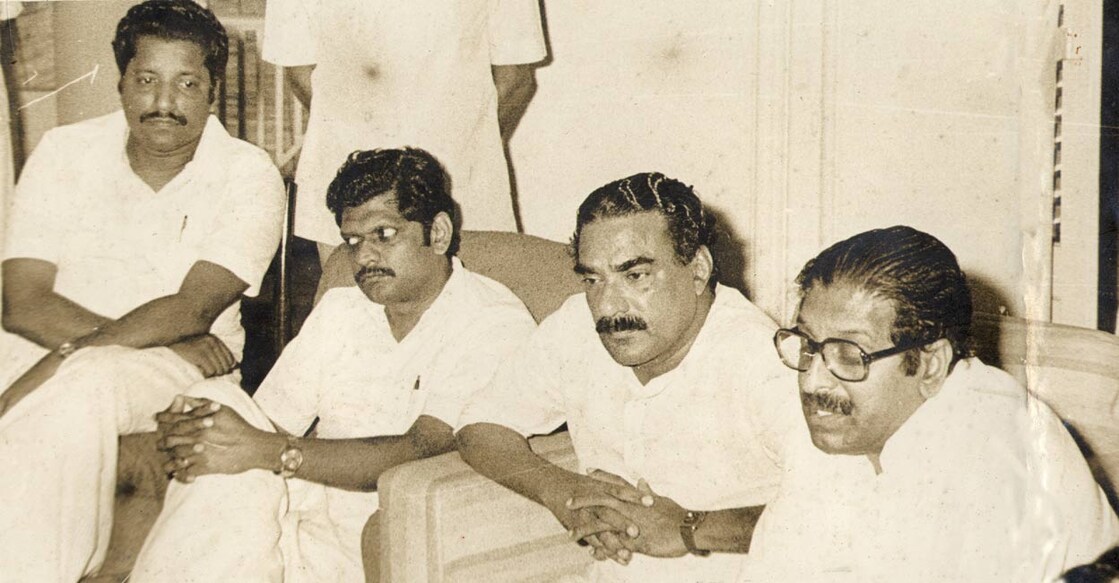 ടി.എം.ജേക്കബ്, പി.ജെ.ജോസഫ്, കെ.എം.മാണി, ആര്‍.ബാലകൃഷ്ണപിള്ള. (ഫയൽചിത്രം)
