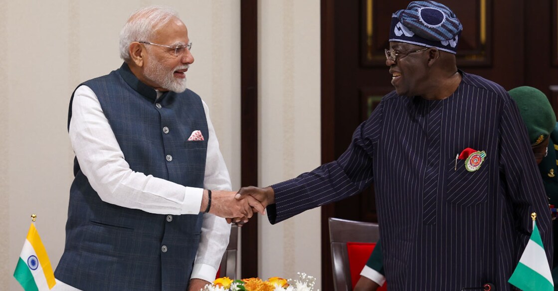modi-nigeria ഇന്ത്യൻ പ്രധാനമന്ത്രി നരേന്ദ്ര മോദിയും നൈജീരിയൻ പ്രസിഡന്റ് ബോല അഹമ്മദ് ടിനുബുവും (Photo : @narendramodi/x)