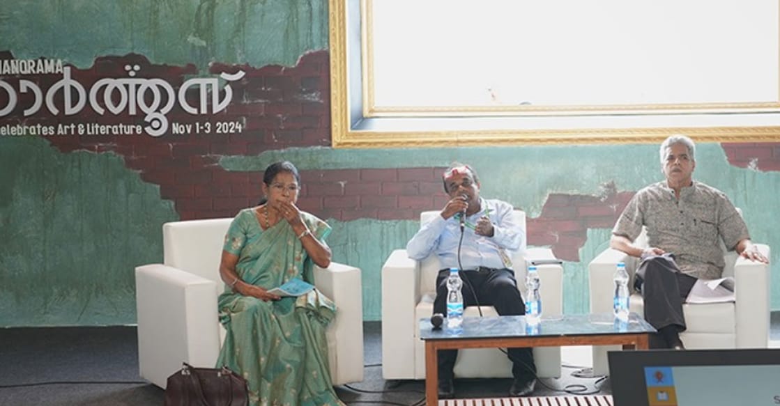 ഹോർത്തൂസ് കലാസാഹിത്യോത്സവത്തിലെ ‘കേരള മോഡൽ ഇക്കോണമി– റിയാലിറ്റി ചെക്ക്’ എന്ന വിഷയത്തിലെ ചർച്ചയിൽ നിന്ന്