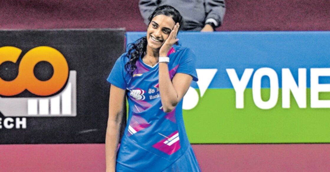 സിന്ധു മത്സരം ജയിച്ച ശേഷം. 