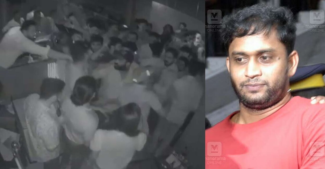   ഈഞ്ചയ്ക്കലിലെ ഡാന്‍സ് ബാറില്‍ ഗുണ്ടാസംഘങ്ങള്‍ ഏറ്റുമുട്ടിയ സംഭവത്തിന്റെ വിഡിയോ ദൃശ്യത്തിൽനിന്ന് (ഇടത്), ഓം പ്രകാശ് (വലത്)