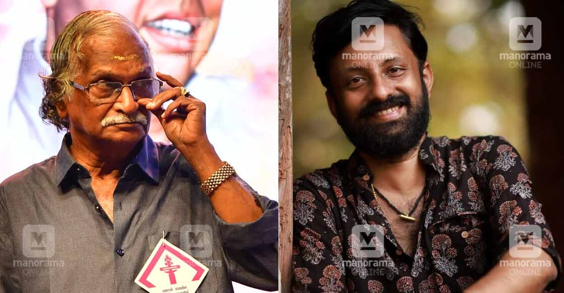 ശ്രീകുമാരൻ തമ്പി (ഇടത്) ബി.കെ. ഹരിനാരായണൻ (വലത്)