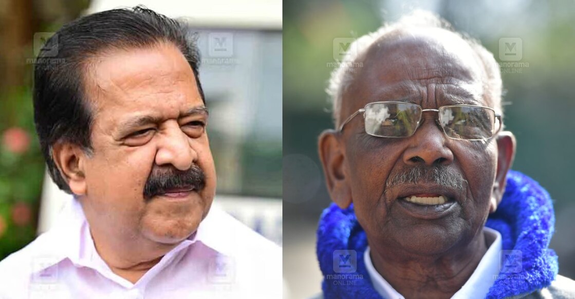chennithala-mani രമേശ് ചെന്നിത്തല, എം.എം.മണി (ഫയൽ ചിത്രം ∙ മനോരമ)