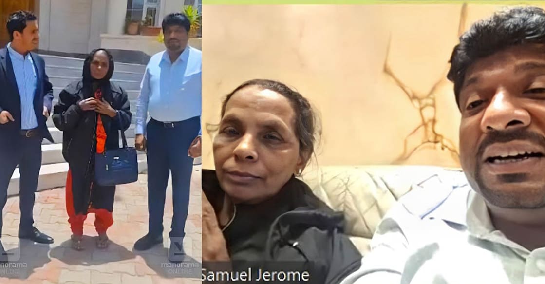 Nimishapriya mother Premakumari | Samuel Jerome 1. നിമിഷപ്രിയയുടെ അമ്മ പ്രേമകുമാരി എംബസി ഉദ്യോഗസ്ഥനും സാമുവൽ ജെറോമിനുമൊപ്പം. 2. ആക്ഷൻ കൗണ്സിൽ കോർ കമ്മിറ്റി യോഗത്തിൽ പ്രേമകുമാരിയും സാമുവൽ ജെറോമും പങ്കെടുക്കുന്നു.