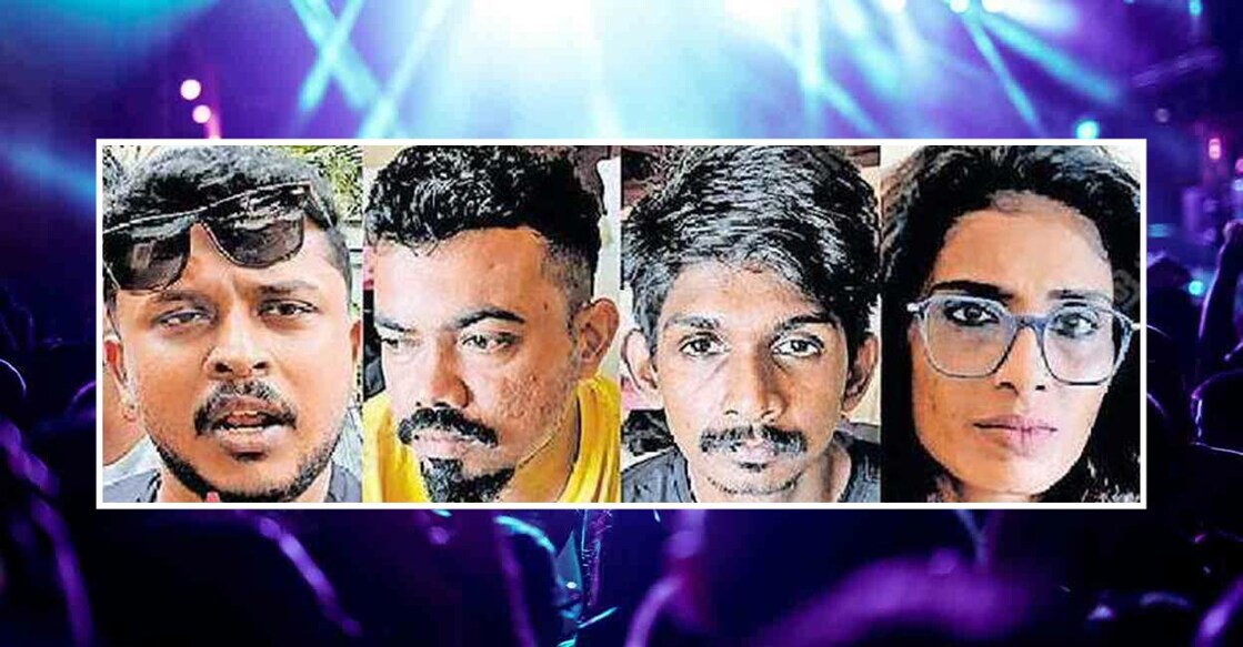 അത്താണിയിലെ നക്ഷത്രഹോട്ടലിലെ ഡിജെ പാർട്ടിയുടെ മറവിൽ ലഹരിവിൽപന നടത്തിയ സംഘത്തിലെ അരുൺ, ഹയാസ്, ജിനദേവ്, സൂസി എന്നിവർ