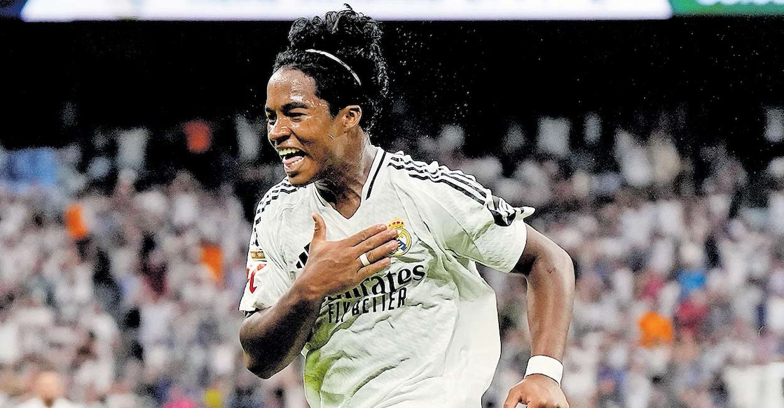 real-madrid-endrick റയൽ മഡ്രിഡിനായി ഇൻജറി ടൈമിൽ ഗോൾ നേടിയ എൻഡ്രിക്കിന്റെ ആഹ്ലാദം.