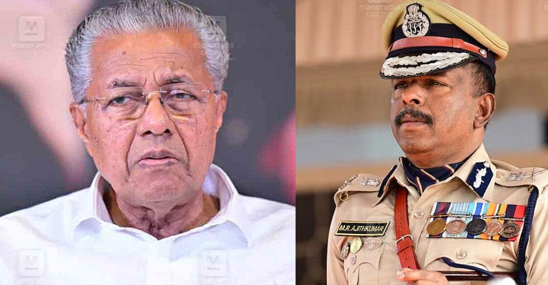 pinarayi-ajith-kumar പിണറായി വിജയൻ, എഡിജിപി എം.ആർ.അജിത് കുമാർ (Photos: Manorama)